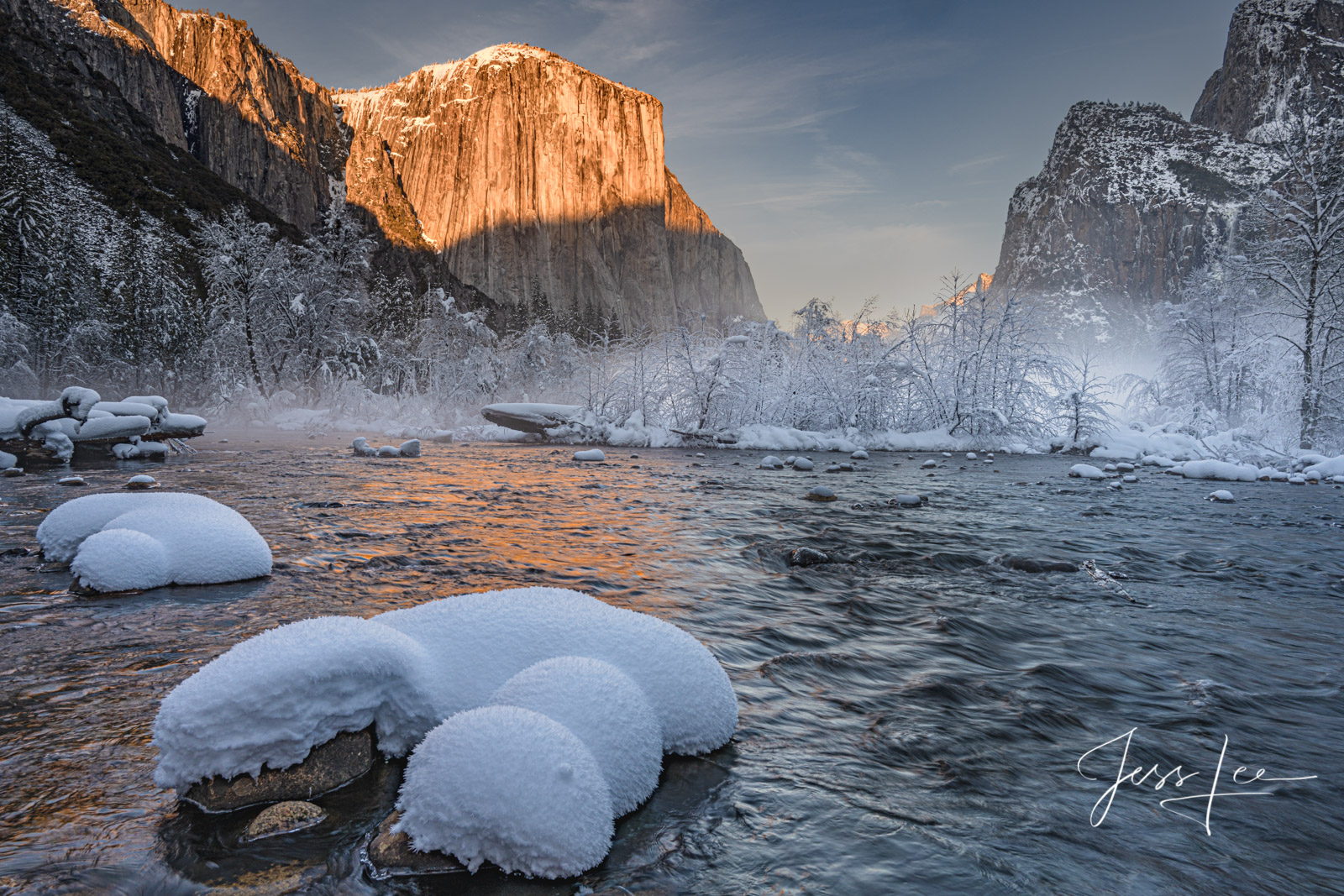 1 of 200 California Landscape Prints of a Winter Evening in Yosemite valley. This is part of the luxurious collection of fine...