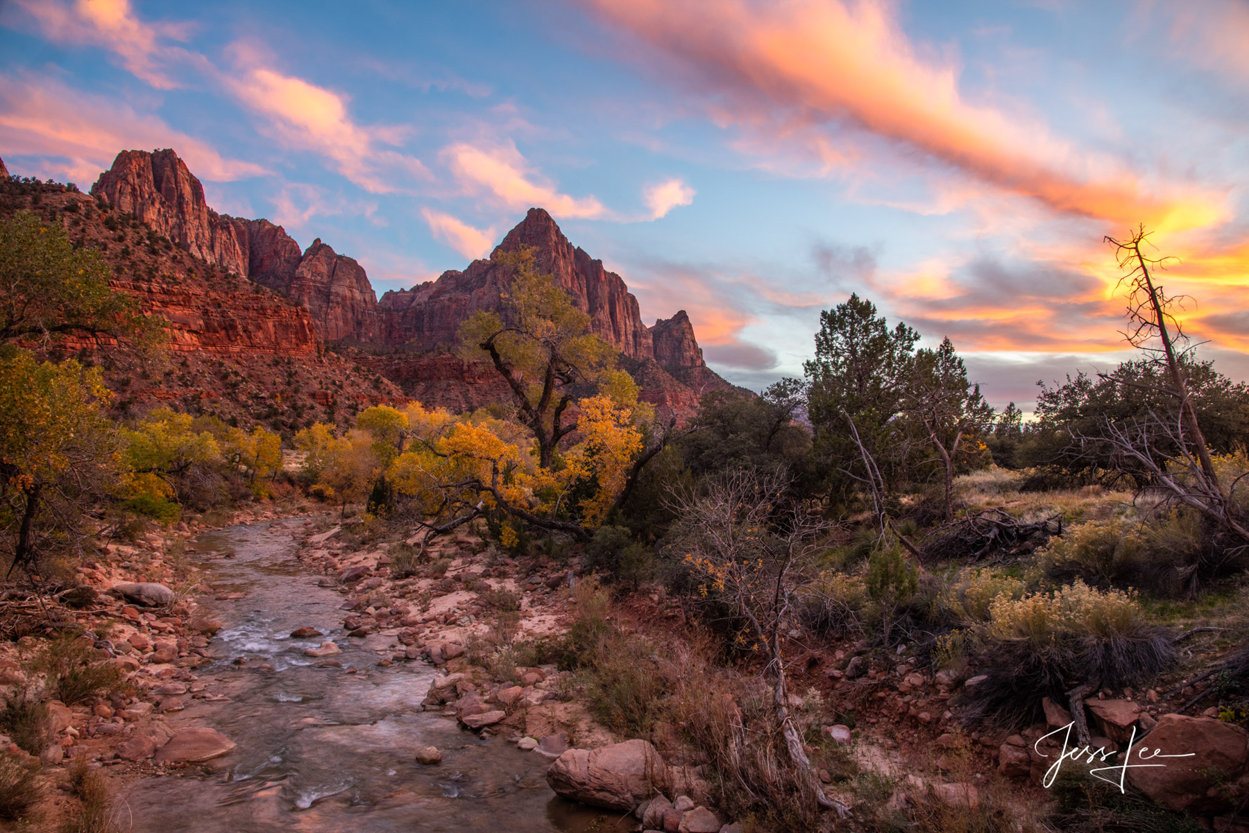 Sky Watching Zion National Park clouds over the Watchman photo print