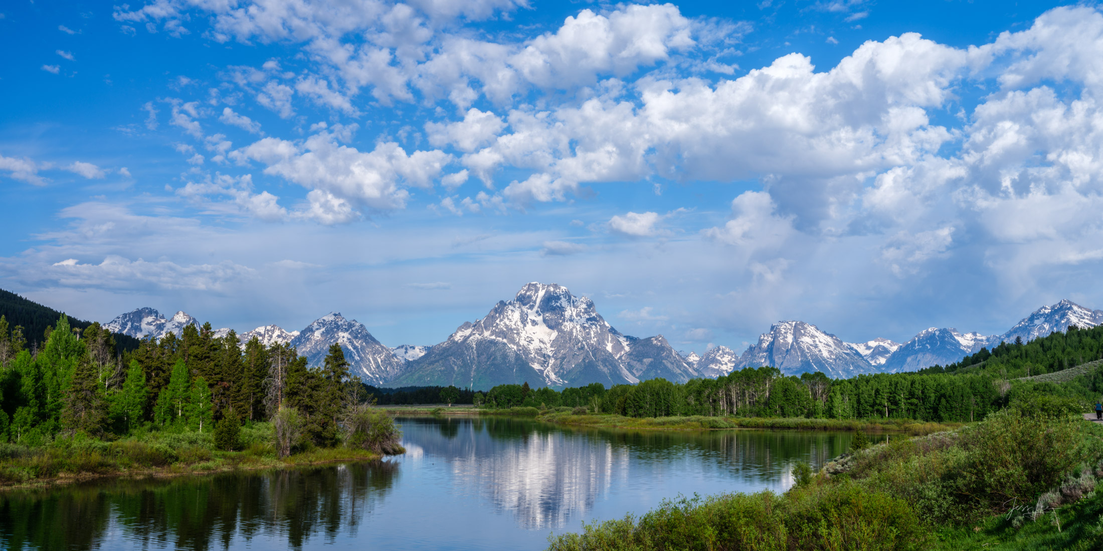 Teton Summer Sky Grand Teton Print, Large Format, Mountains, and Flowers, fine art, limited edition Photography, masterwork. Panoramic style Oxbow