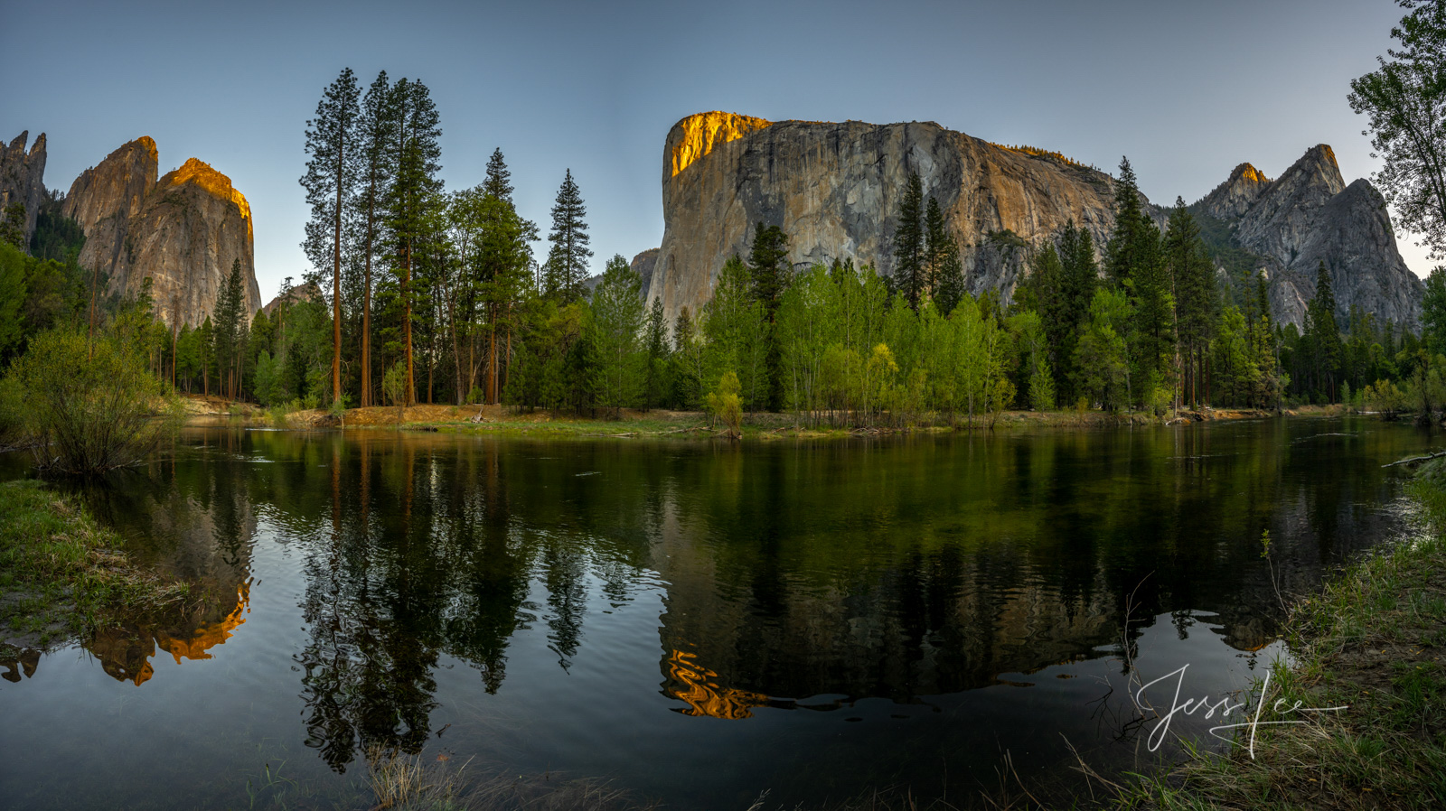 Yosemite Panoramic Photography Print of The Sentinel, El Capetian, and Three Brothers. A      limited to 200 fine art high resolution...