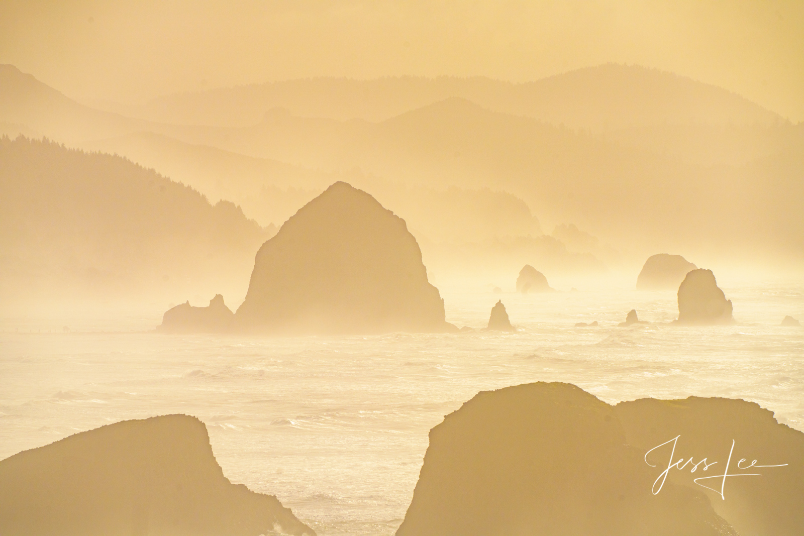 Sunset storm at Canon Beach on the Pacific coast