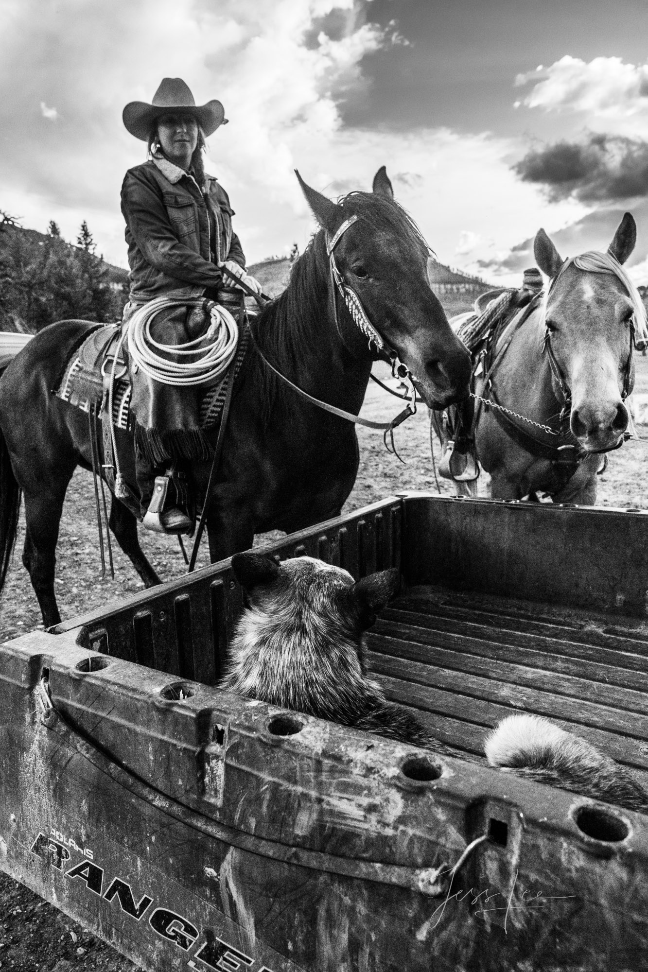 Fine Art Limited Edition Photo Prints of Cowboys, Horses, and life in the West. Easy Riding', a Cowboy picture in black and white...