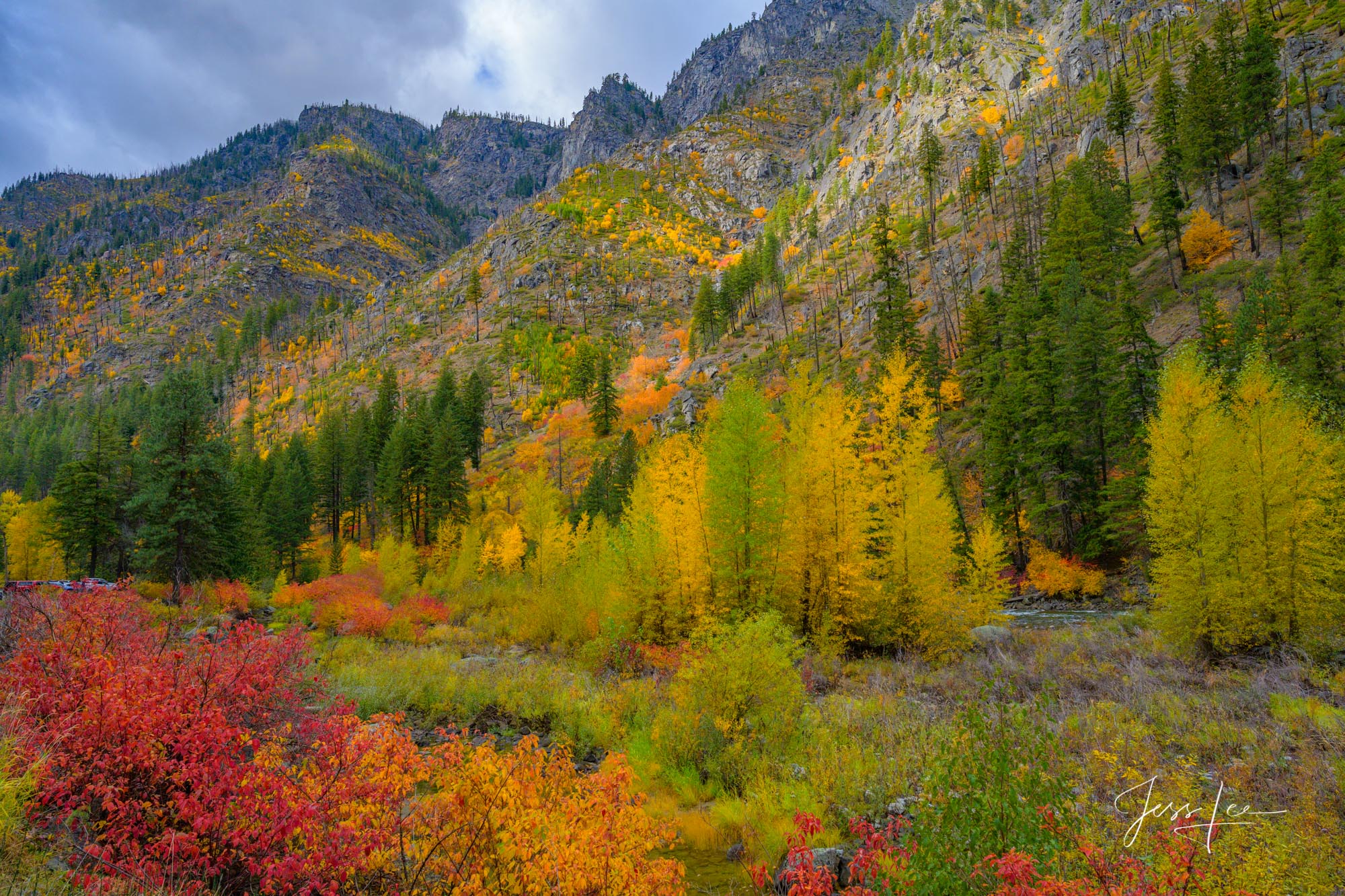 photo Mountains, trees, snow, fall, color,, photo