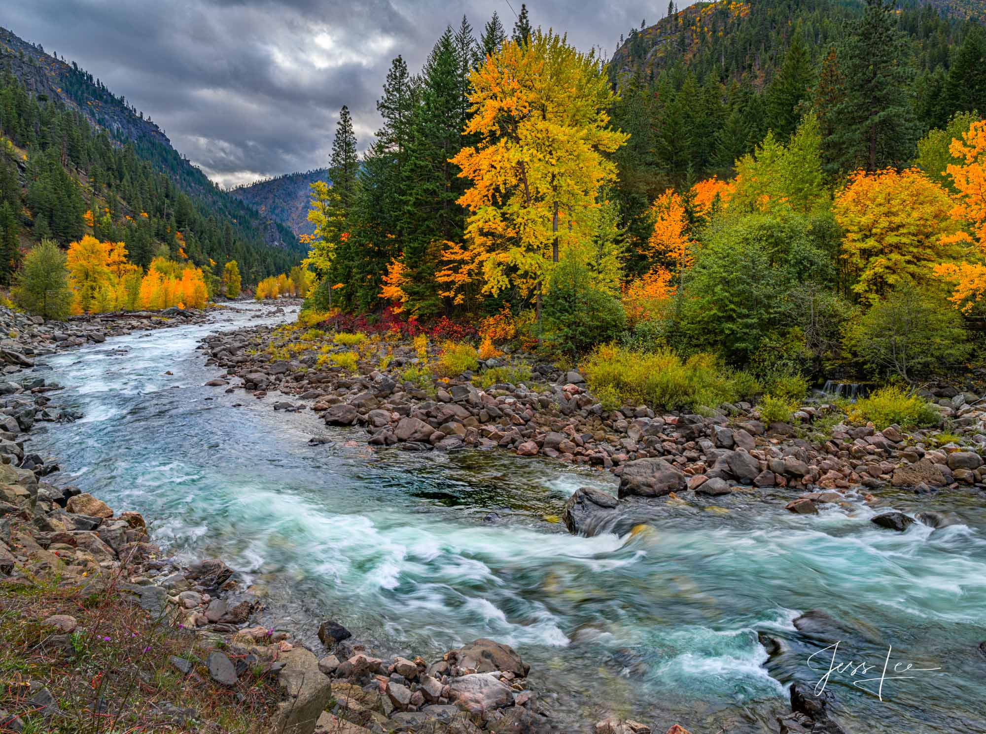 Fine Art Limited Edition Photography of Tumwater Canyon, Washington. Classic  view of the Tumwater Canyon in fall. This is part...