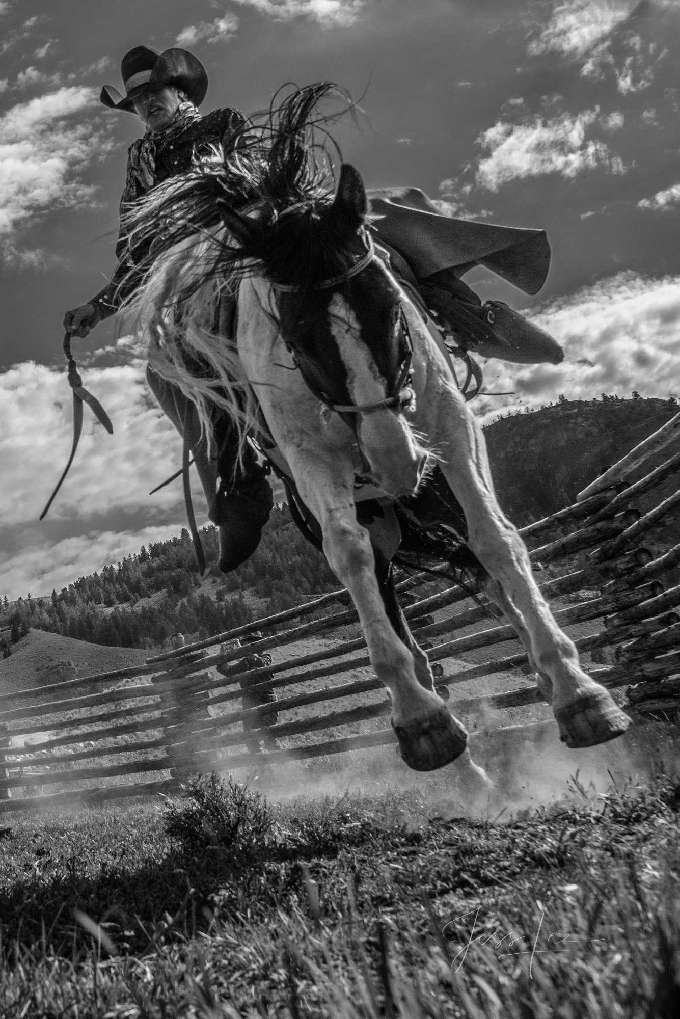 Fine Art Limited Edition Photo Prints of Cowboys, Horses, and life in the West. Bucked Up ! A Cowboy picture in black and white...