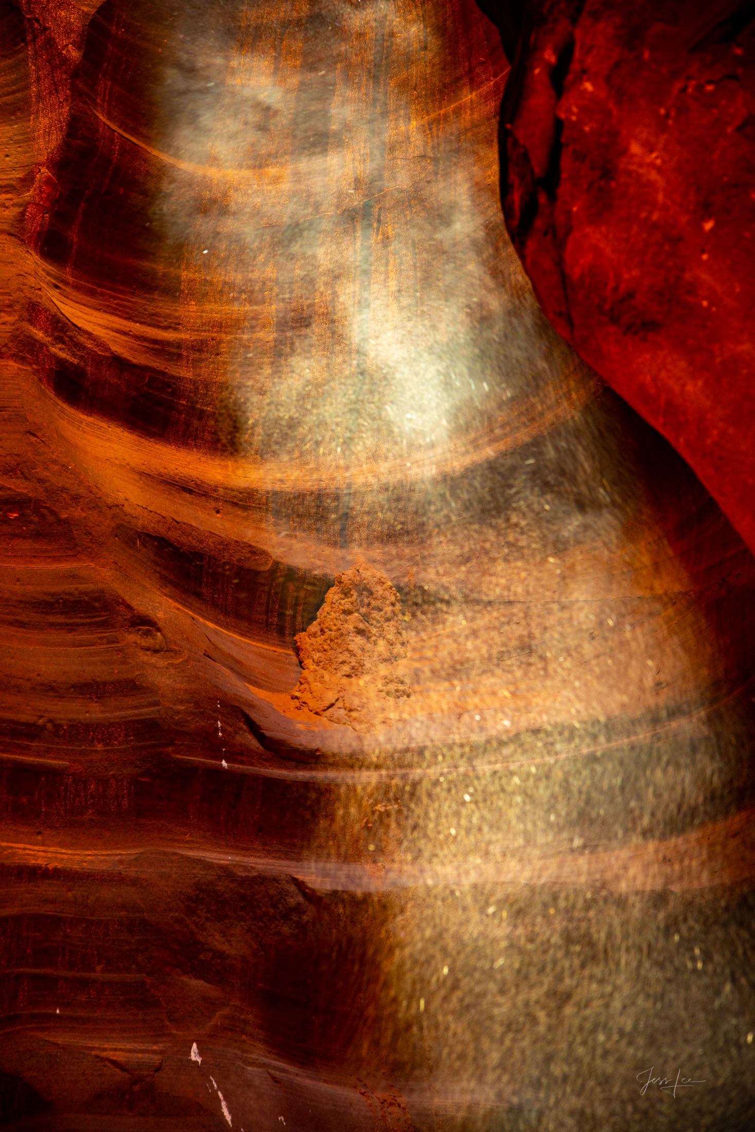 Veil of Light, Antelope Canyon Veil of Light, Antelope Canyon - drifting sand suspended in a sunbeam against deep red sandstone