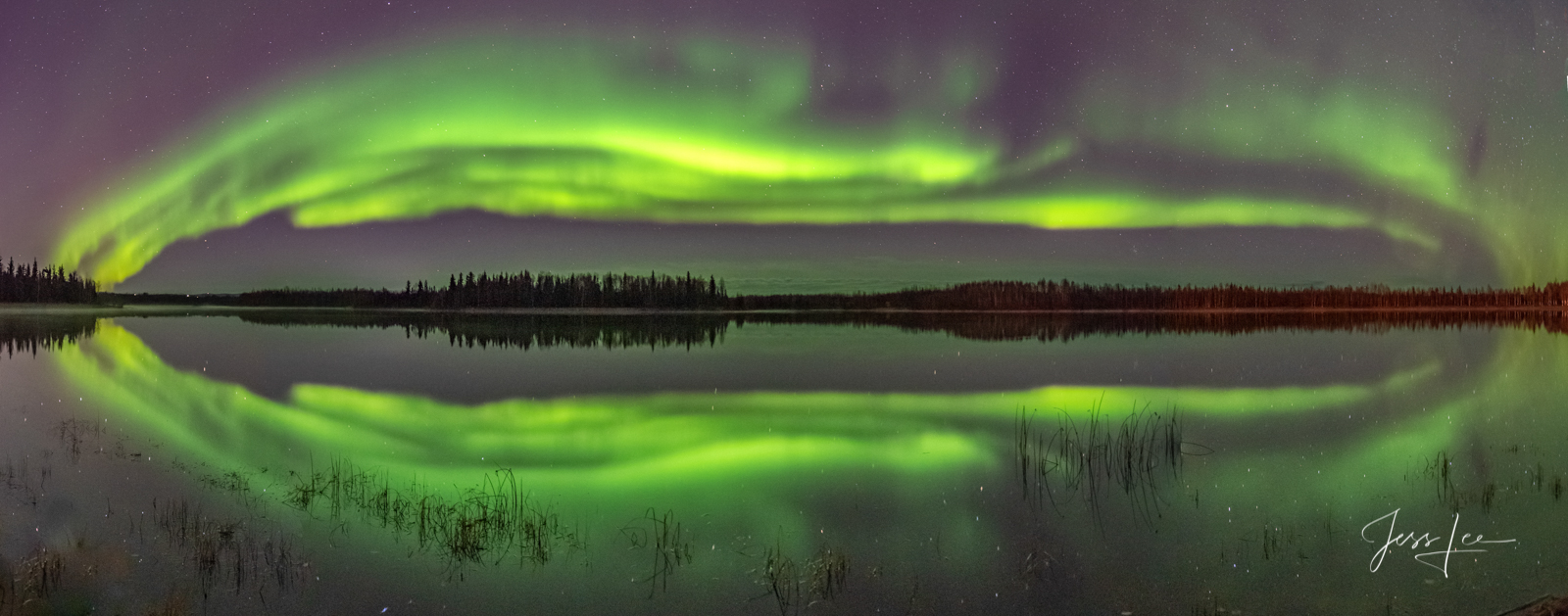 Limited Edition of 50 Exclusive high-resolution Museum Quality Fine Art Prints of Alaska Aurora reflection. Taken on a Jess Lee...