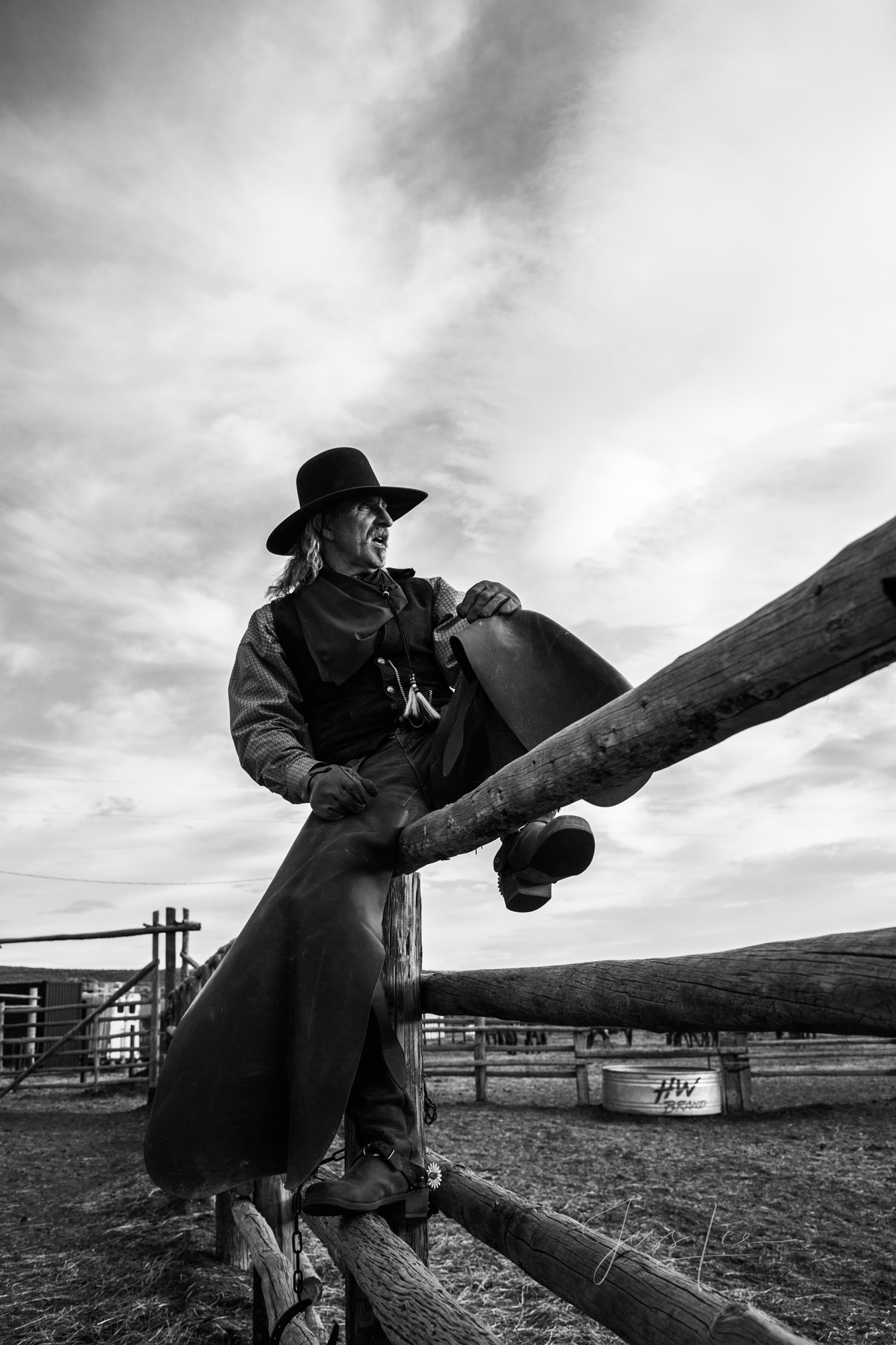 Fine Art Limited Edition Photo Prints of Cowboys, Horses, and life in the West. HEE YAA. A Cowboy picture in black and white....