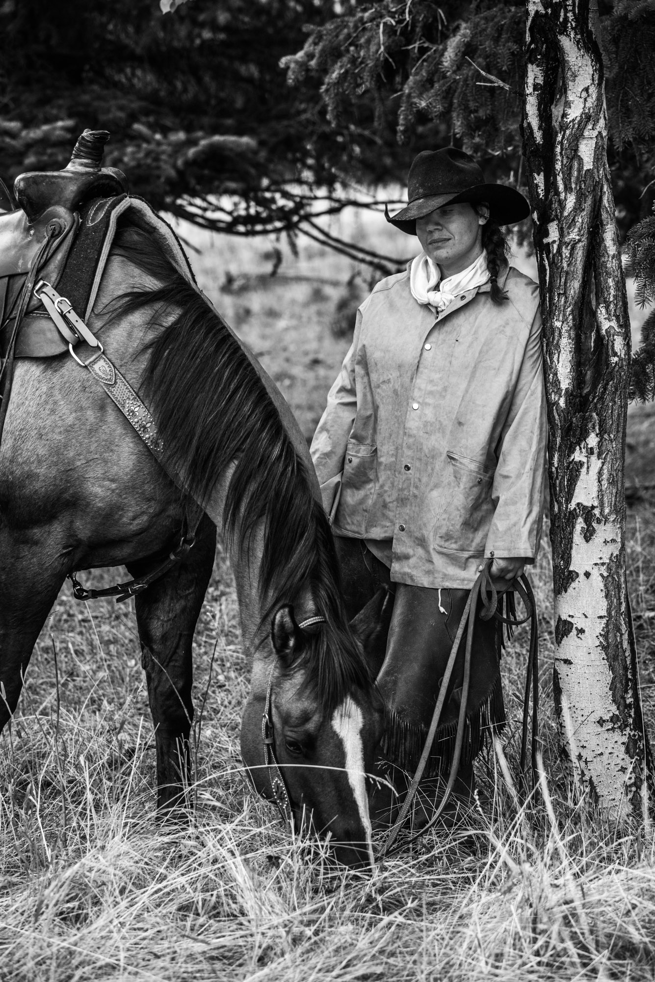 Waiting out the Rain Cowgirl waiting out the rain.