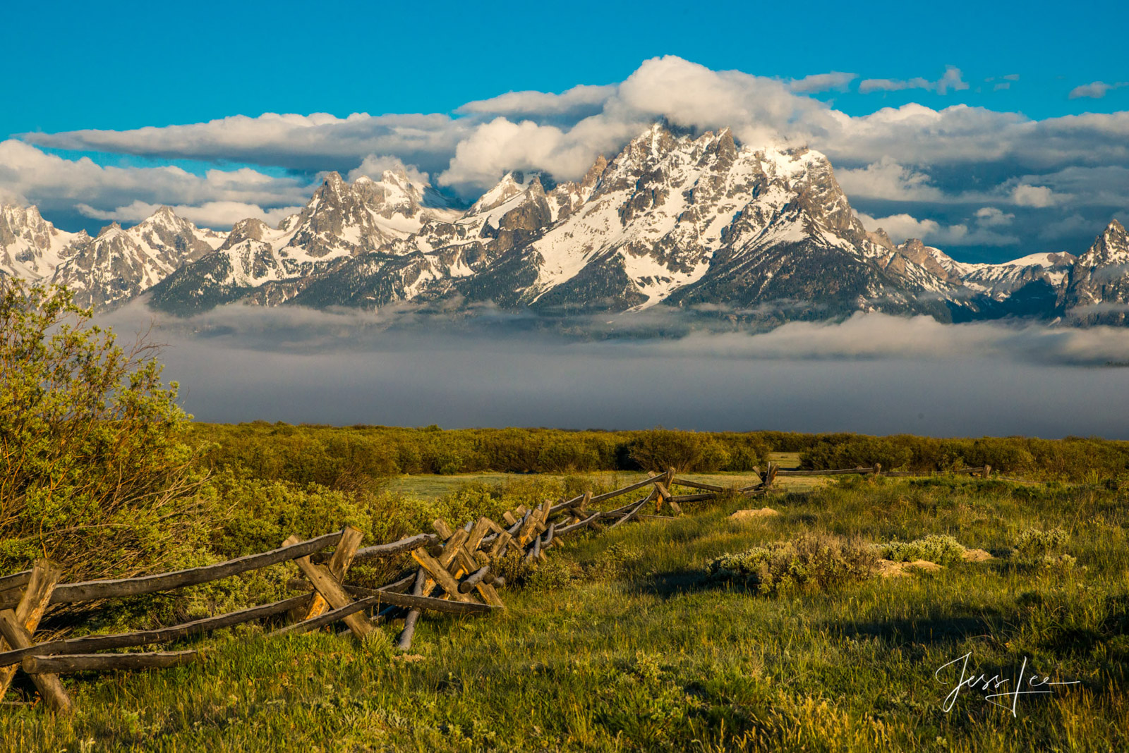 Teton Fence Line Grand Teton Photography of Teton historic fence in a Fine Art Limited Edition Print. Available as a framed or float mounted, ready to hang wall art.