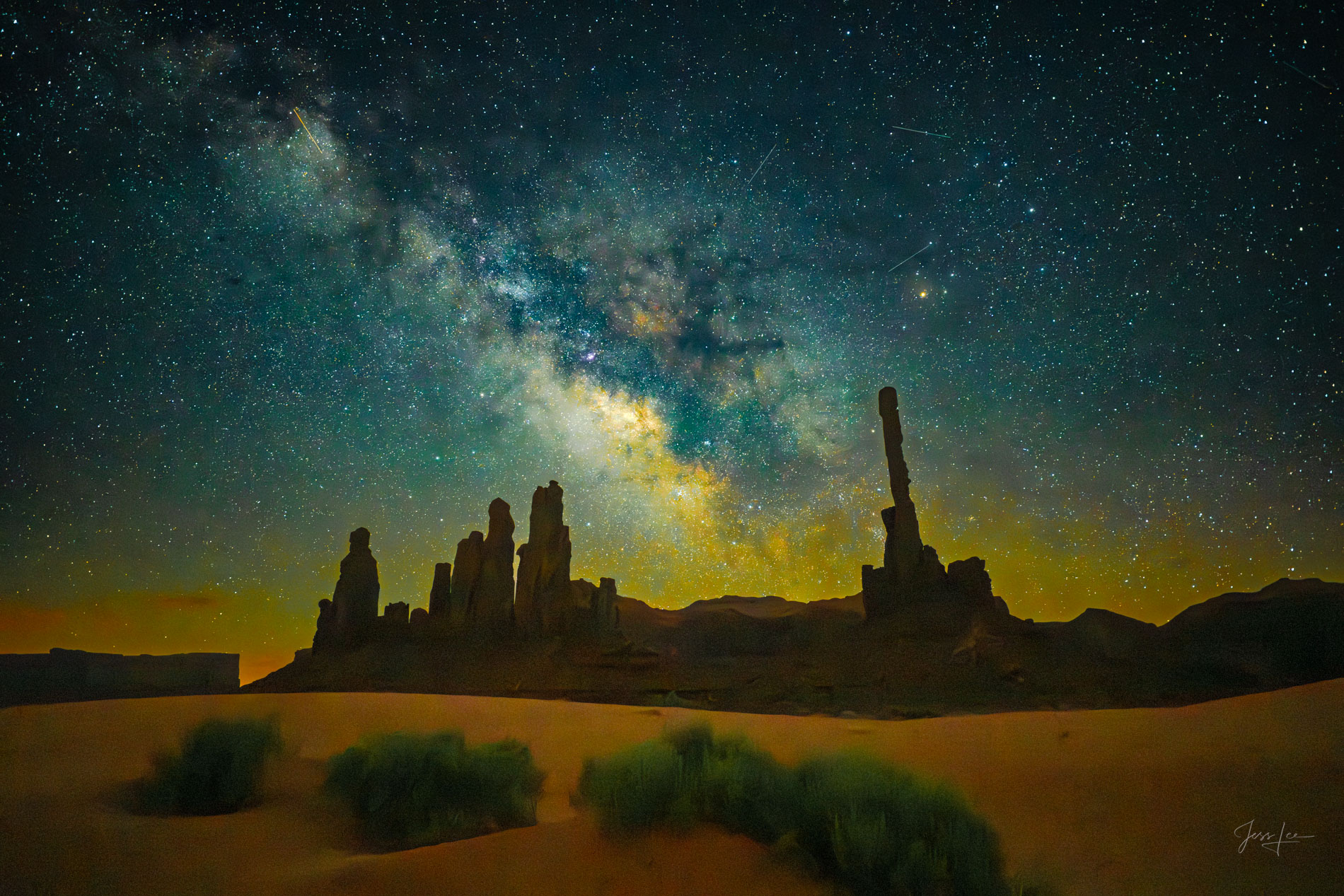 The Milky Way and the Monument Valley Totem Pole at night image is one of the most beautiful scenes rarely photographed in any...