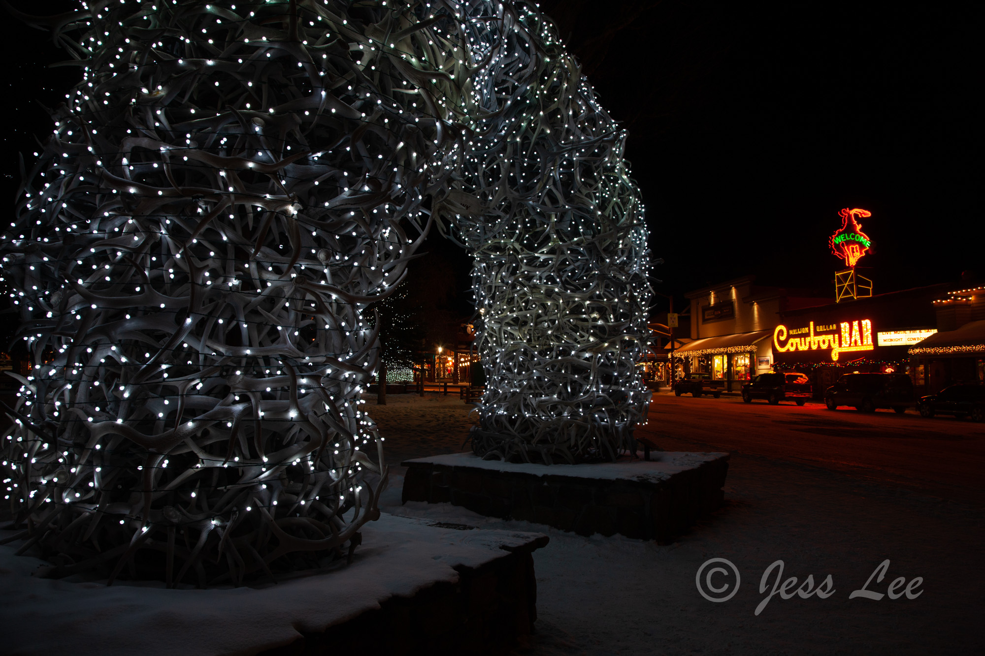 Winter in the Tetons with the famous Antler Arch