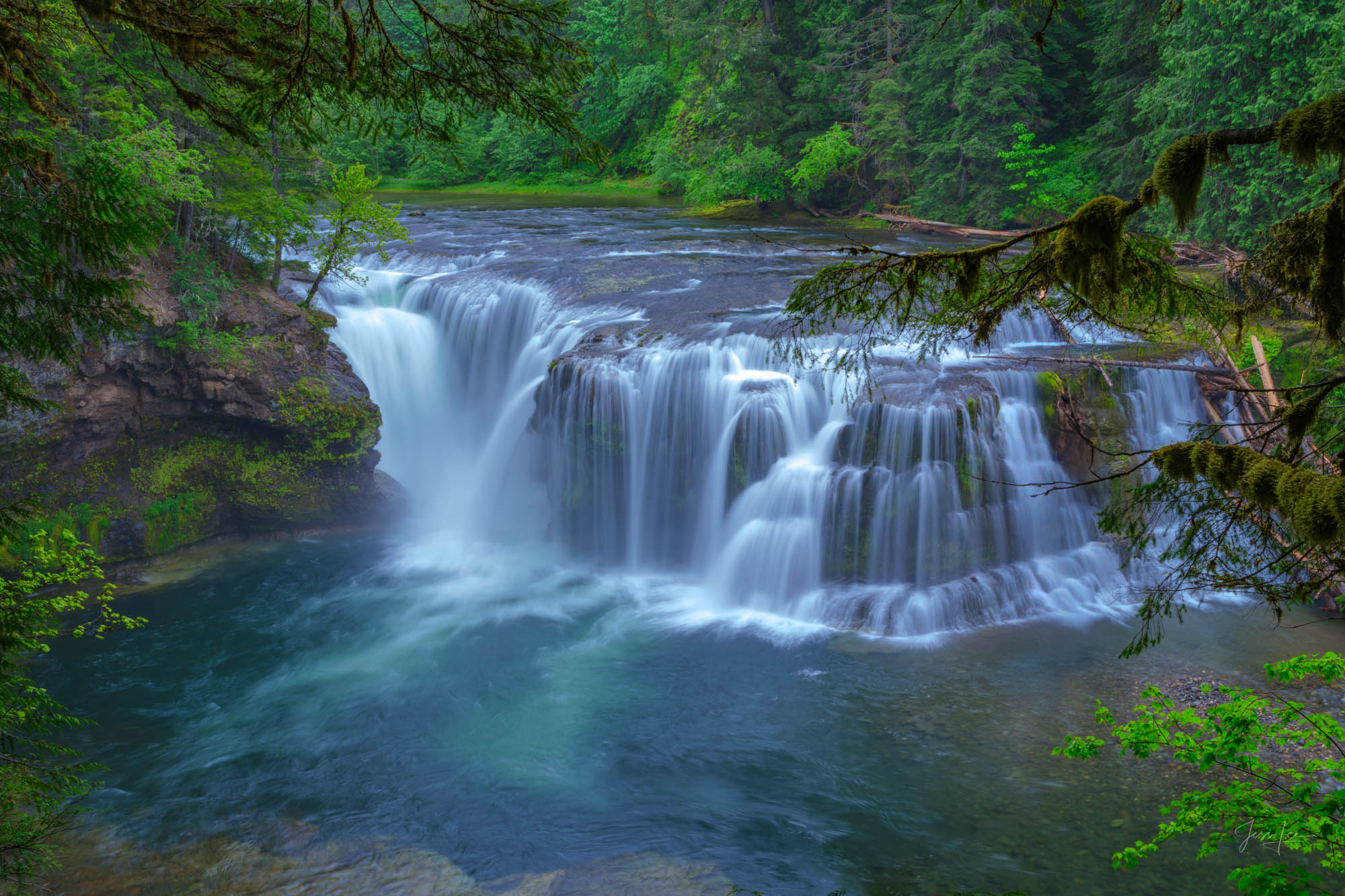 Lewis River Falls Spring Beautiful picture of Lower Lewis River Falls for sale as a wall art photo print.