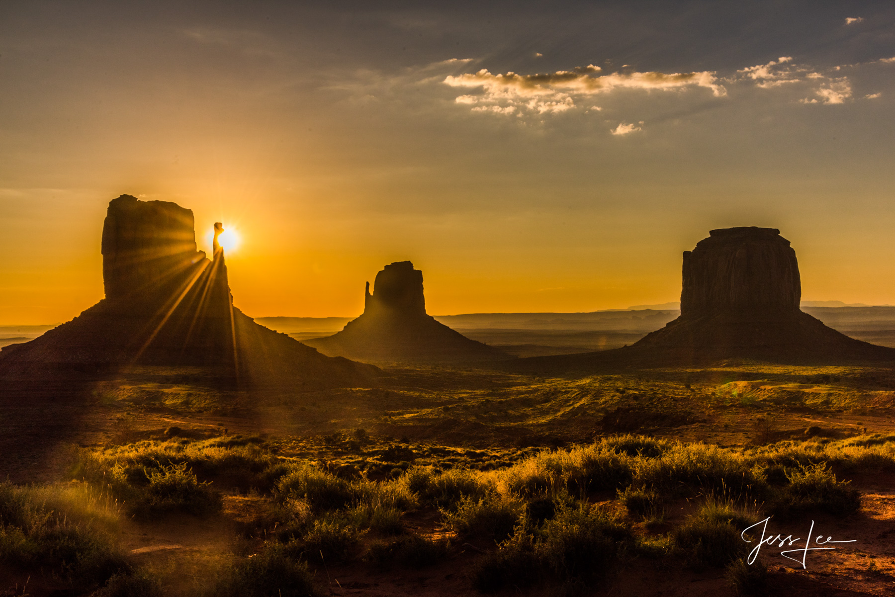 Mitten Sunburst Monument Valley Buttes at sunrise