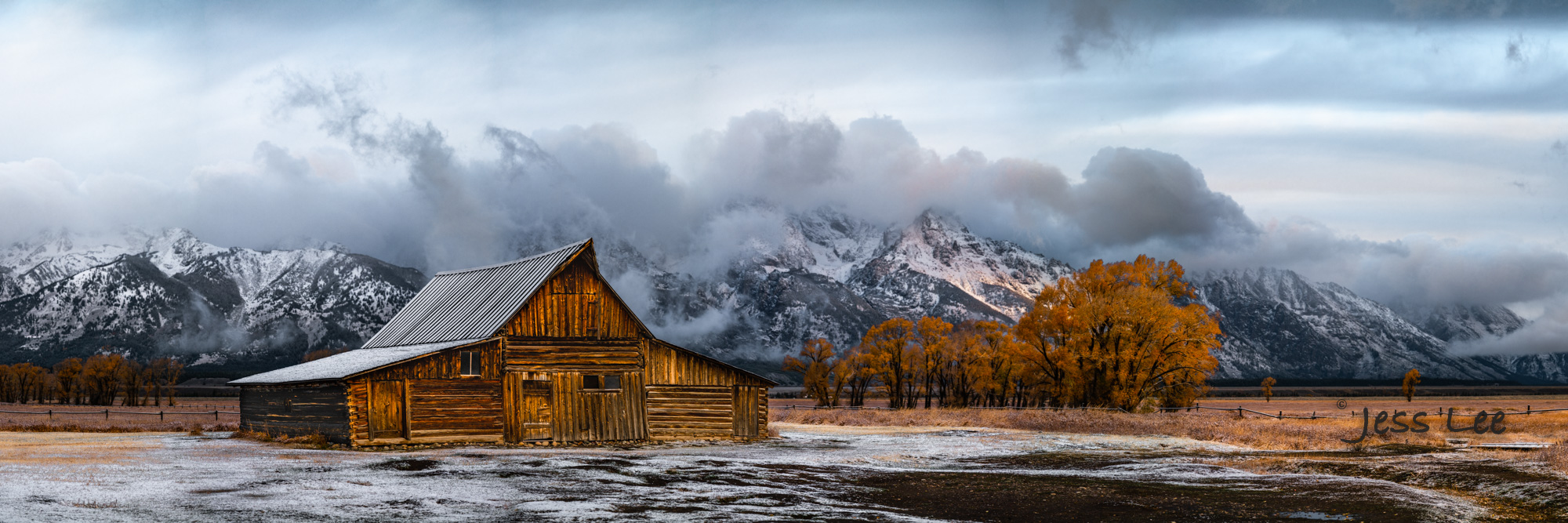 Grand Teton Park Barn after a Autumn storm.