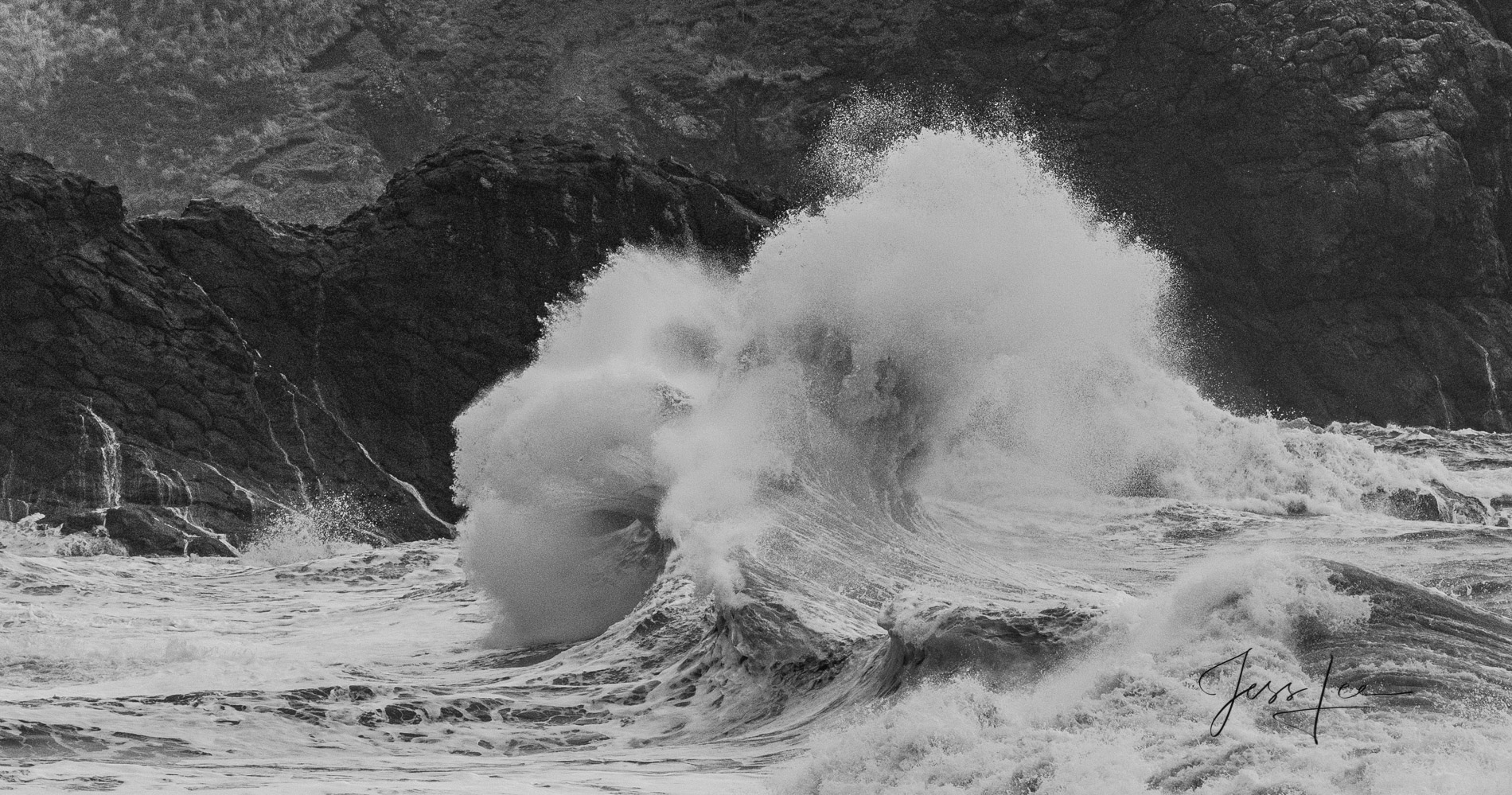 Limited Edition Fine Art Ocean Wave breaking on a rocky Washington State coast during a Winter Storm.