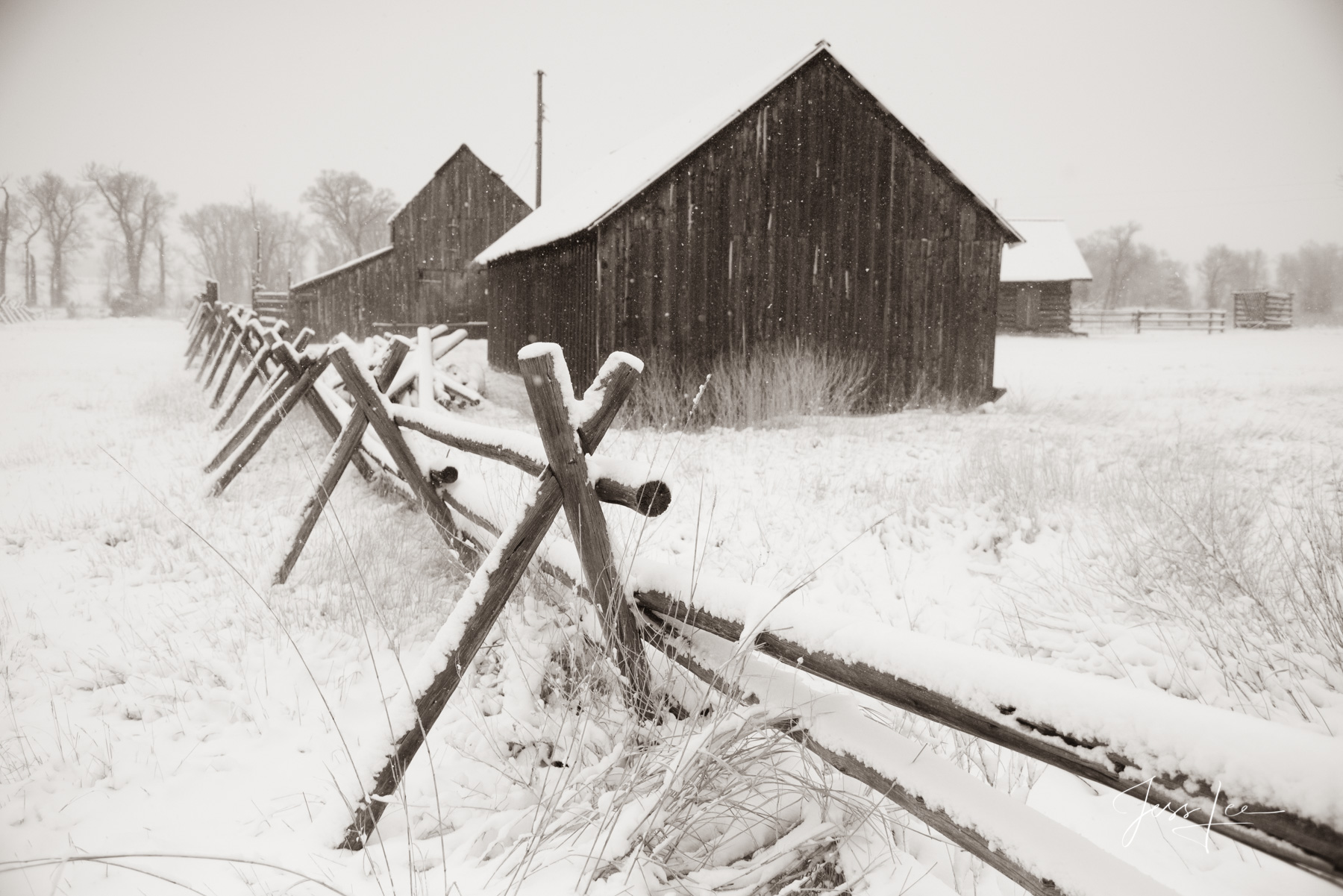 Limited Edition Fine Art black & white photograph print of a Ranch in Paradise Valley, Montana. by Jess Lee