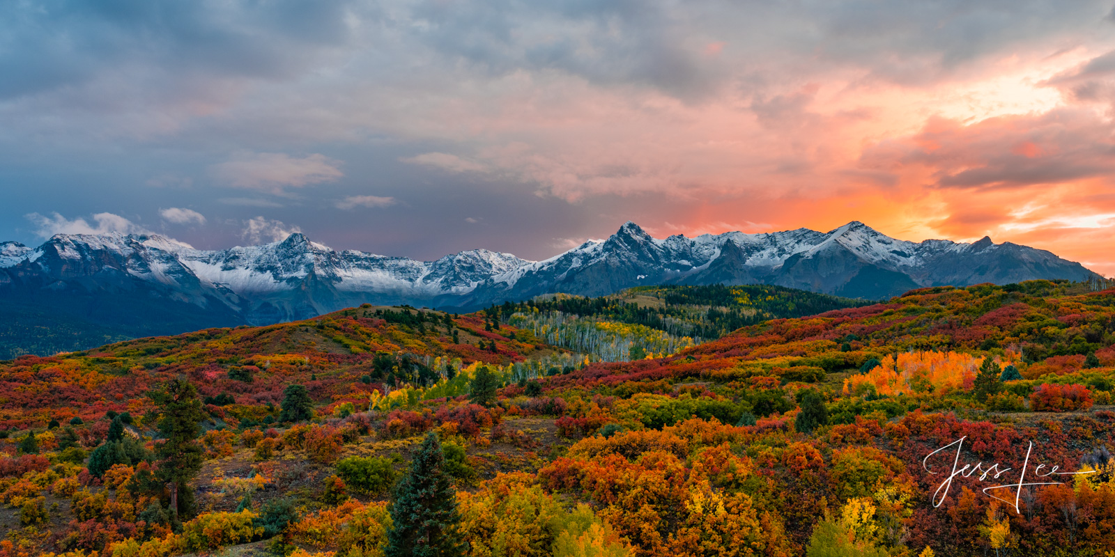 Autumn Evening Clouds with warm sunset light in Southwest Colorado