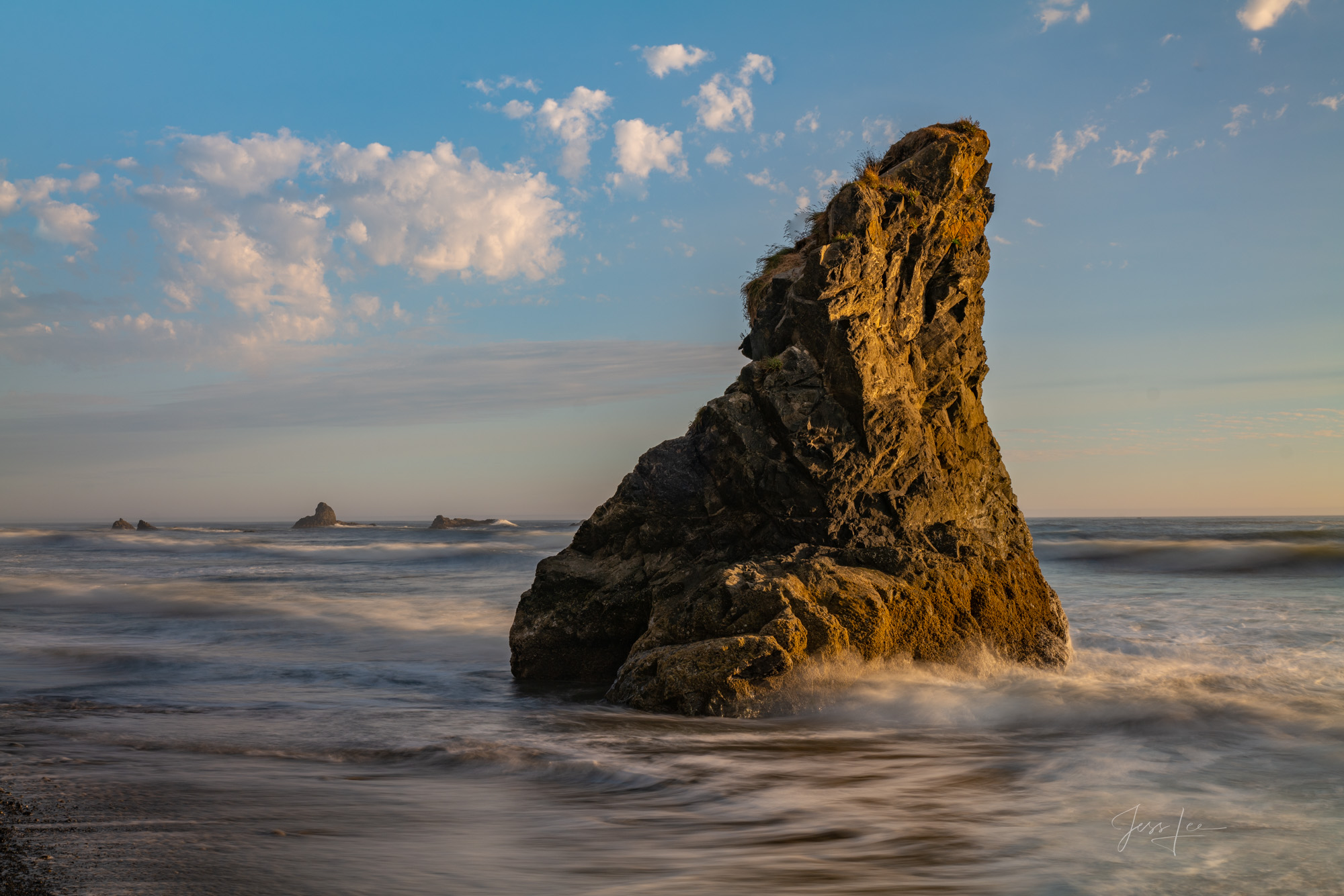 Little Stack Rock at Sunset at Ruby Beach on the Olympic Peninsula, of Washington State in the Pacific Northwest.  A Beautiful...