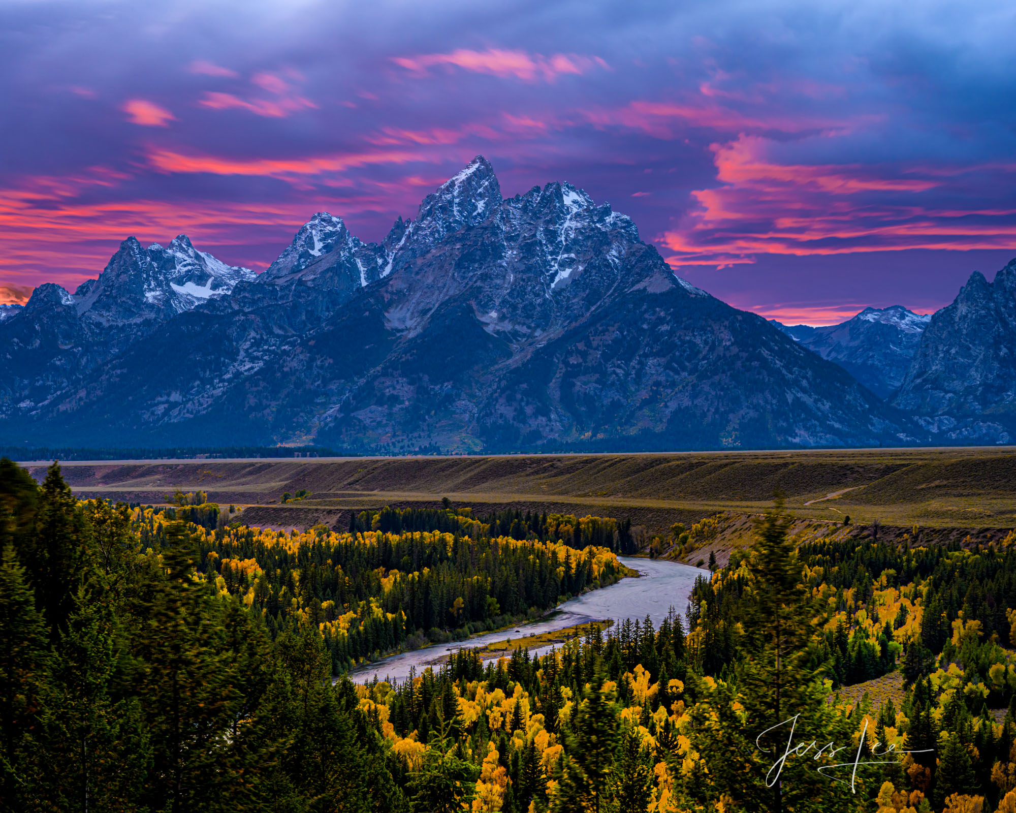 Grand Teton  Snake River Overlook autumn sunset