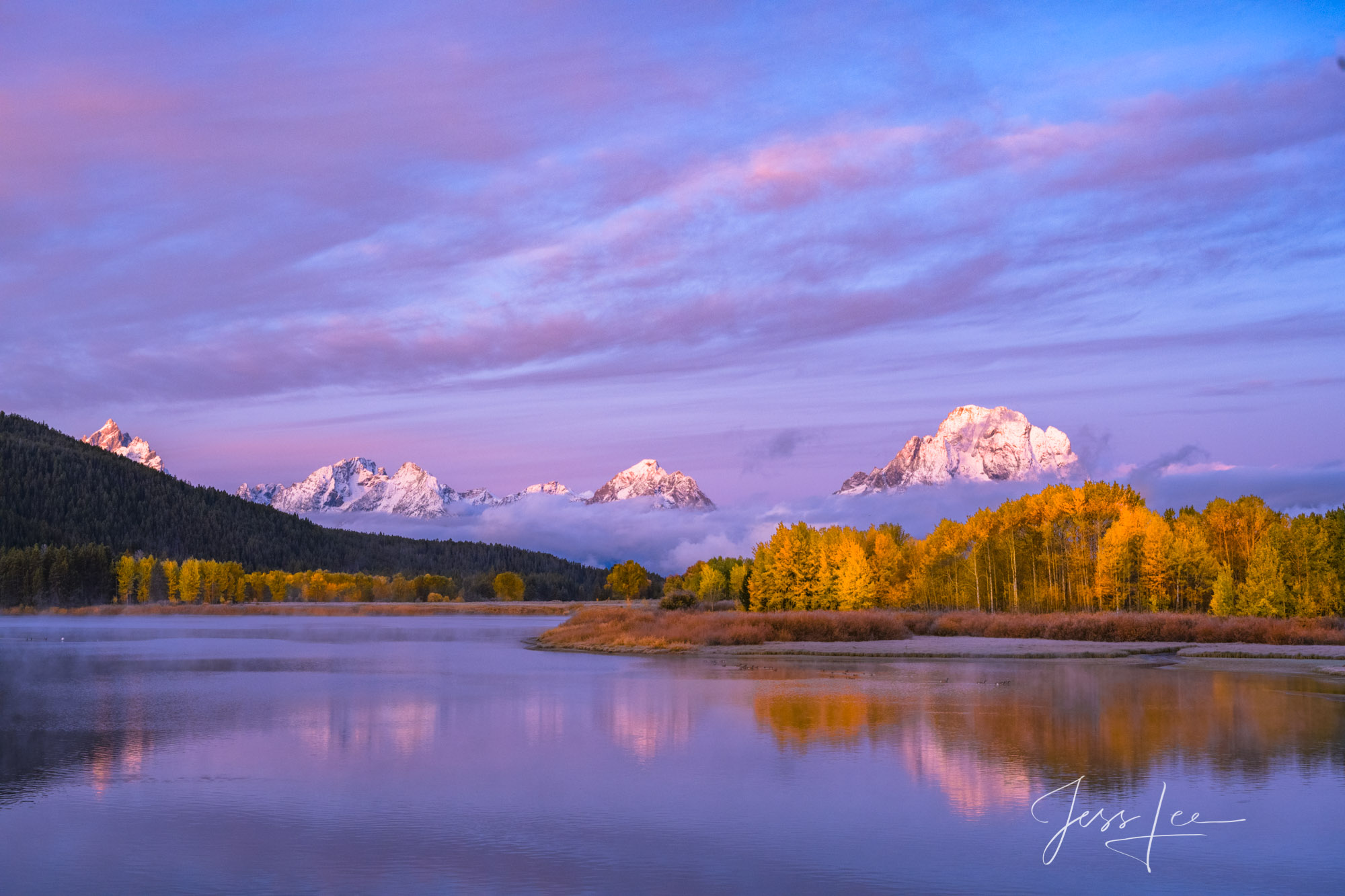 Magenta Morning Autumn Light at Oxbow Bend Oxbow Bend Grand Teton beautiful magenta morning Grand Teton National Park Photo