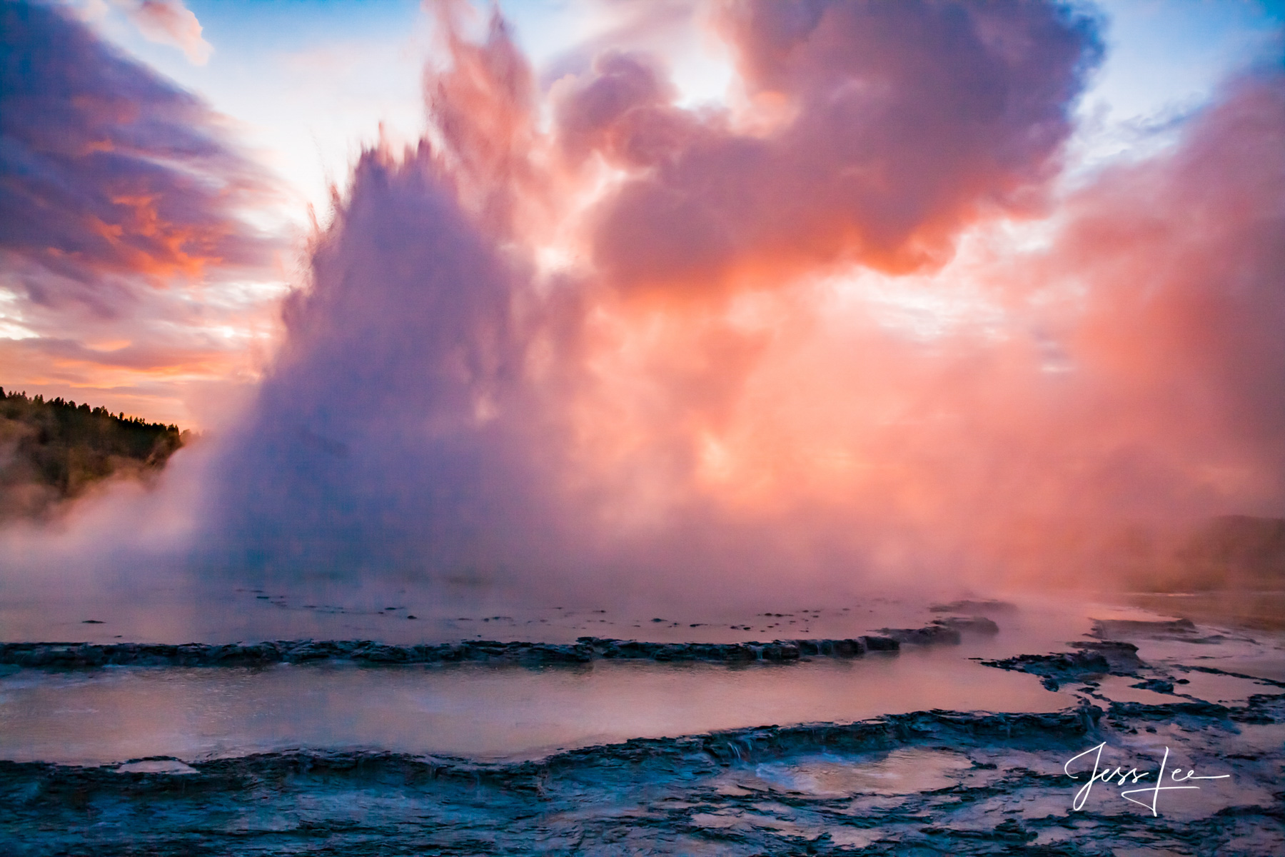 Limited Edition of 50  Great Fountain Geyser, located along the Firehole Lake Drive. Exclusive high-resolution Museum Quality...