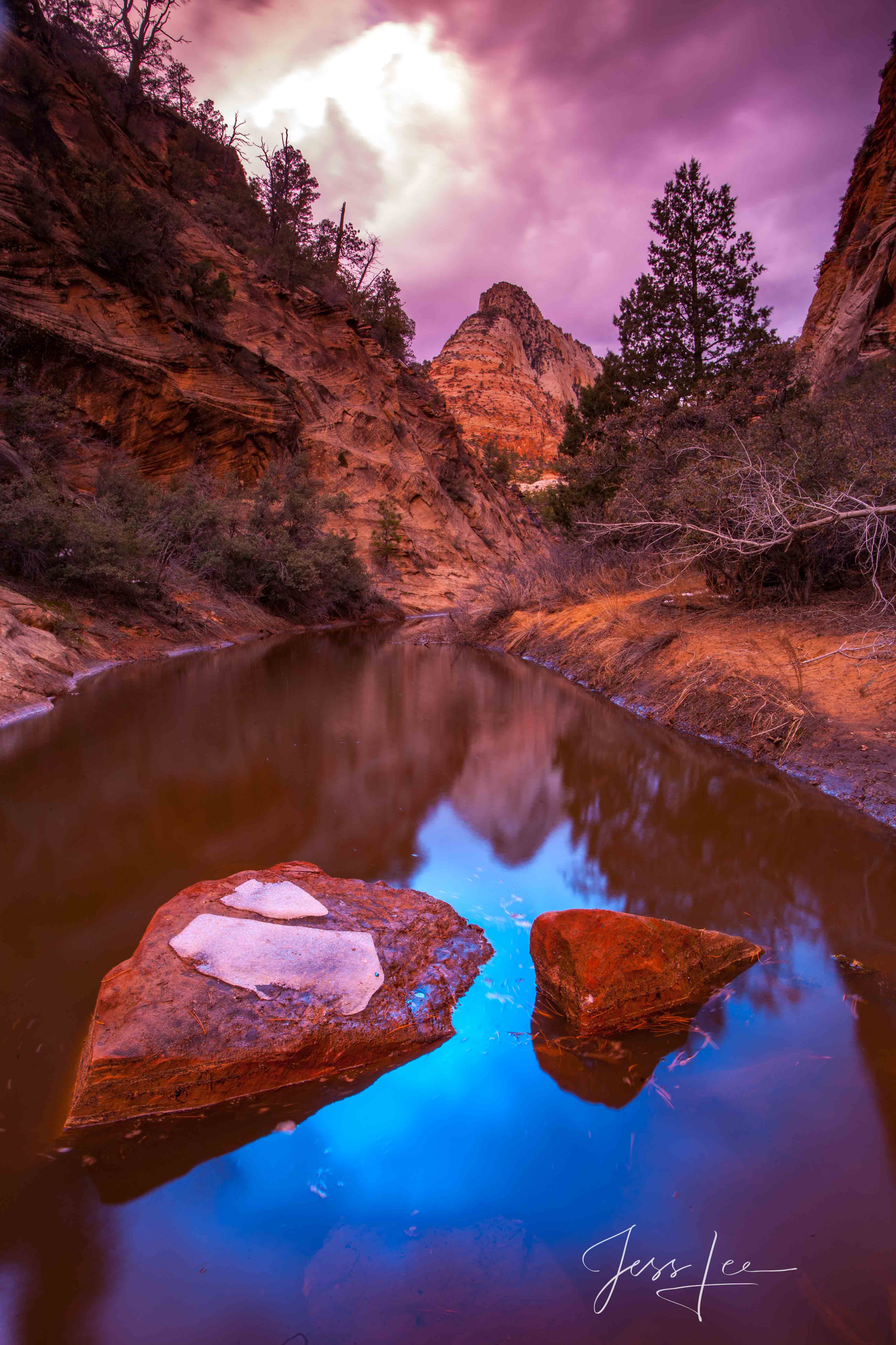 Limited Edition of 50 Exclusive high-resolution Museum Quality Fine Art Photography Prints of Red Rocks Electric glow of  Zion...